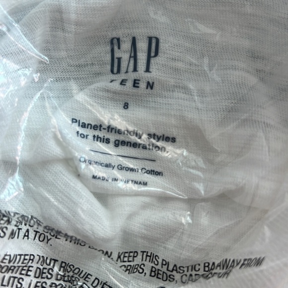 2 PK Gap Teen Kids 100% Organic Cotton Boxy Cropped Tank Top White Soft Knit M 8 - Picture 5 of 5